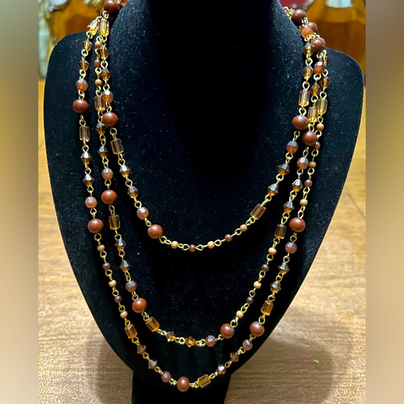 4 layered NECKLACE multi tiered Chandelier hanging BOHO necklace charms beads - Picture 1 of 2